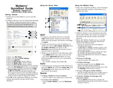 Mulberry® QuickStart Guide Using the Server Pane  Windows Version 4.0