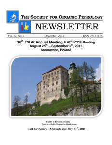 THE SOCIETY FOR ORGANIC PETROLOGY  NEWSLETTER Vol. 29, No. 4  December, 2012