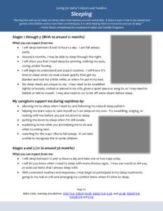 Caring for Idaho’s Infants and Toddlers  Sleeping “Moving into and out of sleep are times when most humans are very vulnerable. If there is ever a time to be relaxed and gentle with children and to treat them as indi