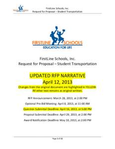 FirstLine Schools, Inc. Request for Proposal – Student Transportation FirstLine Schools, Inc. Request for Proposal – Student Transportation