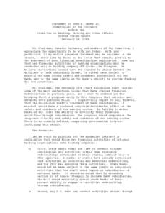 Statement of John D. Hawke Jr. Comptroller of the Currency before the Committee on Banking, Housing and Urban Affairs United States Senate February 24, 1999