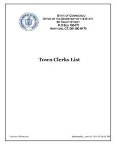 STATE OF CONNECTICUT OFFICE OF THE SECRETARY OF THE STATE 30 TRINITY STREET P.O BOX[removed]HARTFORD, CT, [removed]