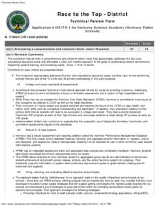 Technical Review Form  Race to the Top - District Technical Review Form Application #1051TX-1 for Harmony Science Academy (Harmony Public Schools)