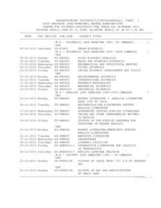 BHARATHIDASAN UNIVERSITY,TIRUCHIRAPPALLI. PAGE: 1 POST GRADUATE [NON-SEMESTER] DEGREE EXAMINATIONS. CENTRE FOR DISTANCE EDUCATION TIME TABLE For NOVEMBER[removed]FN-FORE NOON(9.30AM TO 12.30PM) AN-AFTER NOON(2.00 PM TO 5.0