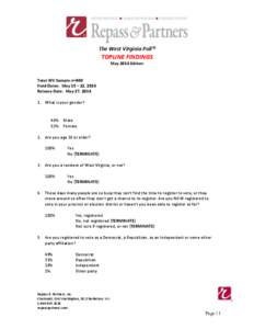 The West Virginia Poll®  TOPLINE FINDINGS May 2014 Edition  Total WV Sample n=400