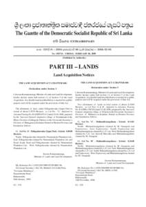 Êòé Èâ¨å Àò°åºå¾àº¨ èò ÌÄå°Éå¼û °¾Ç°ïÆà ªæÌ ÀºòÆ The Gazette of the Democratic Socialist Republic of Sri Lanka ¡ºø ïÊË  EXTRAORDINARY
