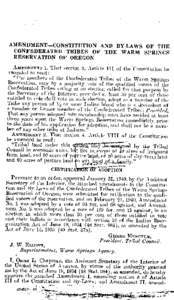 Amendment--Constitution and Bylaws of the Confederated Tribes of the Warm Springs Reservation of Oregon