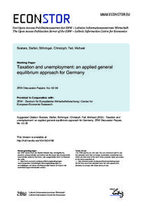 Ethics / Economic theories / Unemployment / Labour economics / Zentrum für Europäische Wirtschaftsforschung / Collective bargaining / JEL classification codes / Bargaining power / General equilibrium theory / Economics / Labor economics / Labour relations