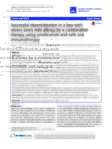 Successful desensitization in a boy with severe cow’s milk allergy by a combination therapy using omalizumab and rush oral immunotherapy