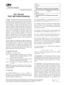 High Frequency Testing to Determine Permittivity and Loss Tangent of Embedded Passive Materials