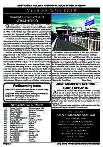 AUSTRALIAN RAILWAY HISTORICAL SOCIETY NSW DIVISION  TOUR INVITATION members’ Newsletter Railway luncheon Club