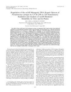 Pseudomonas syringae / Pseudomonas / Triparental mating / Ultraviolet / DNA repair / Agrobacterium tumefaciens / RecA / Ice-minus bacteria / Bacteria / Biology / Pseudomonadales