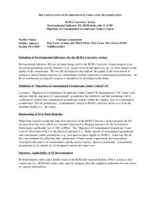 Documentation of Environmental Indicator  Determination - Clariant Corporation, Fair Lawn, New Jersey