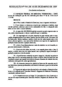 RESOLUÇÃO Nº 934, DE 10 DE DEZEMBRO DE 2009 Cria Símbolo da Zootecnia.