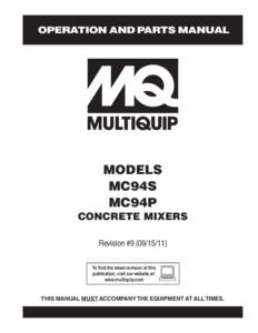OPERATION AND PARTS MANUAL  MODELS MC94S MC94P CONCRETE MIXERS
