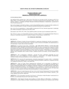 GACETA OFICIAL DEL ESTADO PLURINACIONAL DE BOLIVIA  DECRETO SUPREMO N° 20345 HERNAN SILES ZUAZO PRESIDENTE CONSTITUCIONAL DE LA REPÚBLICA CONSIDERANDO: