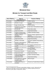 Minister diaries - Minister for Transport and Main Roads