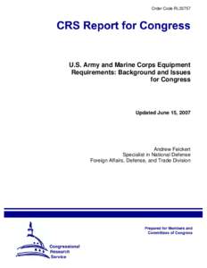 U.S. Army and Marine Corps Equipment Requirements: Background and Issues for Congress