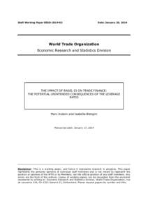 Staff Working Paper ERSD[removed]Date: January 20, 2014 World Trade Organization Economic Research and Statistics Division