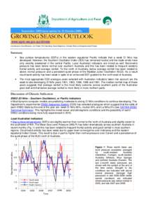 September[removed]next update by 12 October[removed]GROWING SEASON OUTLOOK www.agric.wa.gov.au/climate Contributors: David Bowran, Ian Foster, Phil Goulding, David Stephens, Climate Risks and Opportunities Project