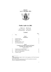 Reprint as at 7 December 2014 Public Audit Act 2001 Public Act Date of assent