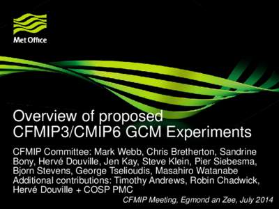 Overview of proposed CFMIP3/CMIP6 GCM Experiments