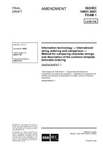 Collation / ISO 14651 / Universal Character Set / Information / ISO/IEC JTC1/SC34 / ISO/IEC 10021 / Computing / Computer file formats / Data