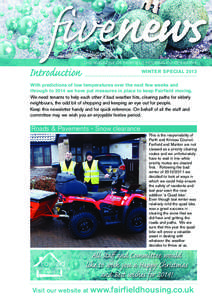 fivenews THE MAGAZINE OF FAIRFIELD HOUSING CO-OPERATIVE Introduction  WINTER SPECIAL 2013