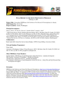 Project Title: Development of a Regional Fire Science Information Node