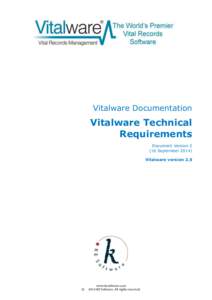 Vitalware Documentation  Vitalware Technical Requirements Document VersionSeptember 2014)