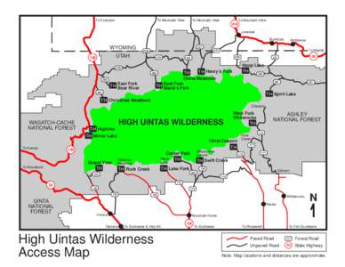 High Uintas Wilderness Access Map
