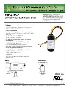 Thomas Research Products  SSL Solutions Faster Than The Speed Of Light ® ESP-AUTO-T