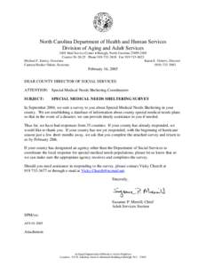 North Carolina Department of Health and Human Services Division of Aging and Adult Services 2405 Mail Service Center • Raleigh, North Carolina[removed]Courier[removed]Phone[removed]Fax[removed]Michael F. 