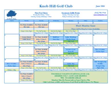 Knob Hill Golf Club  Sunday 1