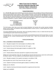 GAS 1241 Instr[removed]Motor Fuel Claim for Refund Licensed Distributor/Importer Hold Harmless Return Instructions