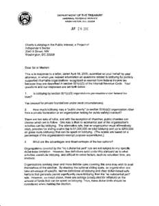 Internal Revenue Code / Lobbying / Charitable organization / Law / Income tax in the United States / Caplin & Drysdale / Foundation / Internal Revenue Service / Politics of the United States / Taxation in the United States / Lobbying in the United States / 501(c) organization