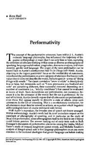 Kira Hall YALE UNIVERSITY Performativity  T