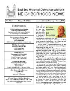 East End Historical District Association’s  NEIGHBORHOOD NEWS Vol. 39 No. 2