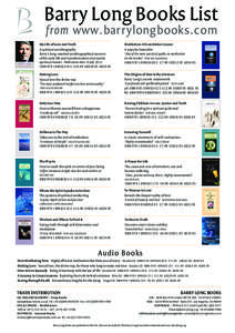 Barry Long Books List from www.barrylongbooks.com BARRY LONG My Life of Love & Truth