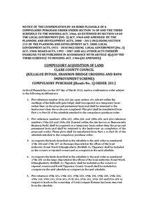 NOTICE OF THE CONFIRMATION BY AN BORD PLEANALA OF A COMPULSORY PURCHASE ORDER UNDER SECTION 76 OF AND THE THIRD SCHEDULE TO THE HOUSING ACT, 1966, AS EXTENDED BY SECTION 10 OF