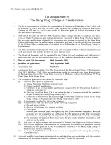 HK J Paediatr (new series) 2003;8:[removed]Exit Assessment of The Hong Kong College of Paediatricians 1.