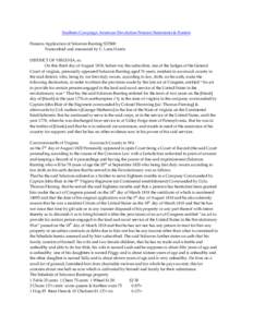 Southern Campaign American Revolution Pension Statements & Rosters Pension Application of Solomon Bunting S37800 Transcribed and annotated by C. Leon Harris DISTRICT OF VIRGINIA, ss. On this third day of August 1818, bef