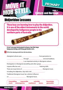 PRIMARY SERIES 3 Culture and Heritage  Didjeridoo Lessons