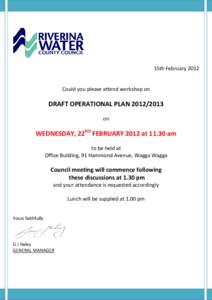 Geography of New South Wales / Internal audit / Audit committee / Wagga Wagga / Audit / Riverina Water County Council / Chief audit executive / Information technology audit process / Auditing / Geography of Australia / Business