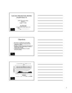 SUICIDE PREVENTION AMONG OLDER ADULTS SPRC Discussion Series Session 4 August 11, 2005 Jerry Reed, MSW