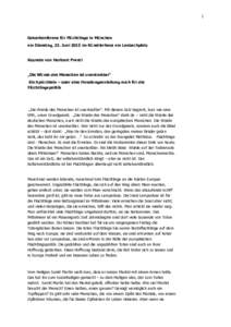 1  Geberkonferenz für Flüchtlinge in München am Dienstag, 23. Juni 2015 im Künstlerhaus am Lenbachplatz  Keynote von Heribert Prantl