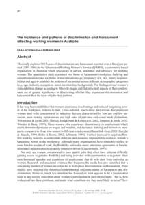 37  The incidence and patterns of discrimination and harassment affecting working women in Australia Paula McDonald and Kerriann Dear