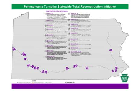 Pennsylvania Turnpike Statewide Total Reconstruction Initiative CONSTRUCTION COMPLETED MILES 1  4