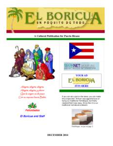 A Cultural Publication for Puerto Ricans  YOUR AD Alegría, alegría, alegría,