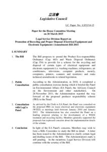 立法會 Legislative Council LC Paper No. LS52Paper for the House Committee Meeting on 20 March 2015 Legal Service Division Report on